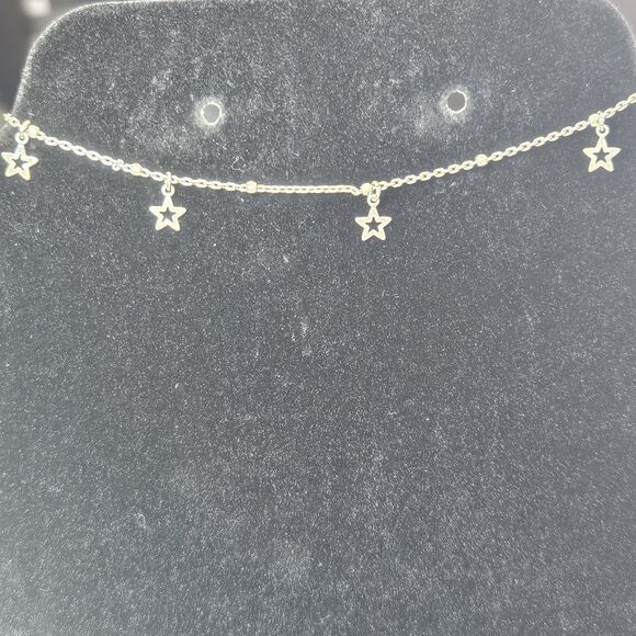 Sterling Silver Dangling Stars Ball Chain Anklet 9.5" - Picture 4 of 13